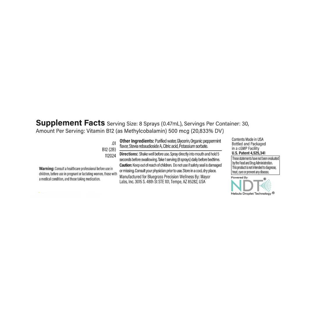 Supplement facts label with NDT logo on a white background