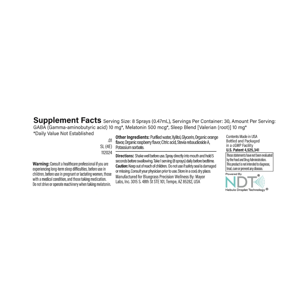 Supplement facts label with NDT logo on a white background