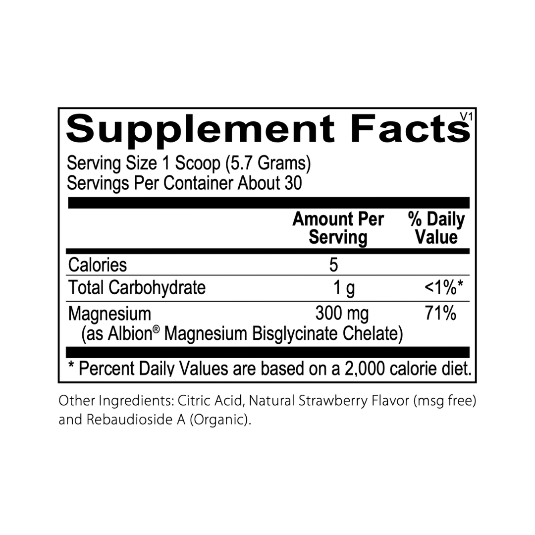 Supplement facts label with nutritional information on a white background.