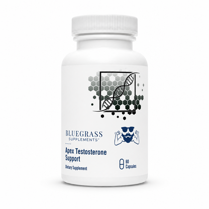 Bluegrass Supplements Apex Testosterone Support bottle on a white background