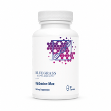 Supplement bottle labeled 'Bluegrass Supplements Berberine Max' on a white background