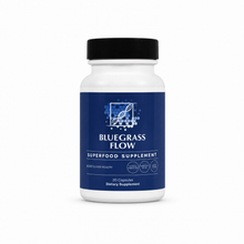 Bluegrass Flow superfood supplement bottle on a white background