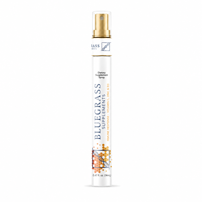 Bluegrass Supplements dietary supplement spray bottle on a white background