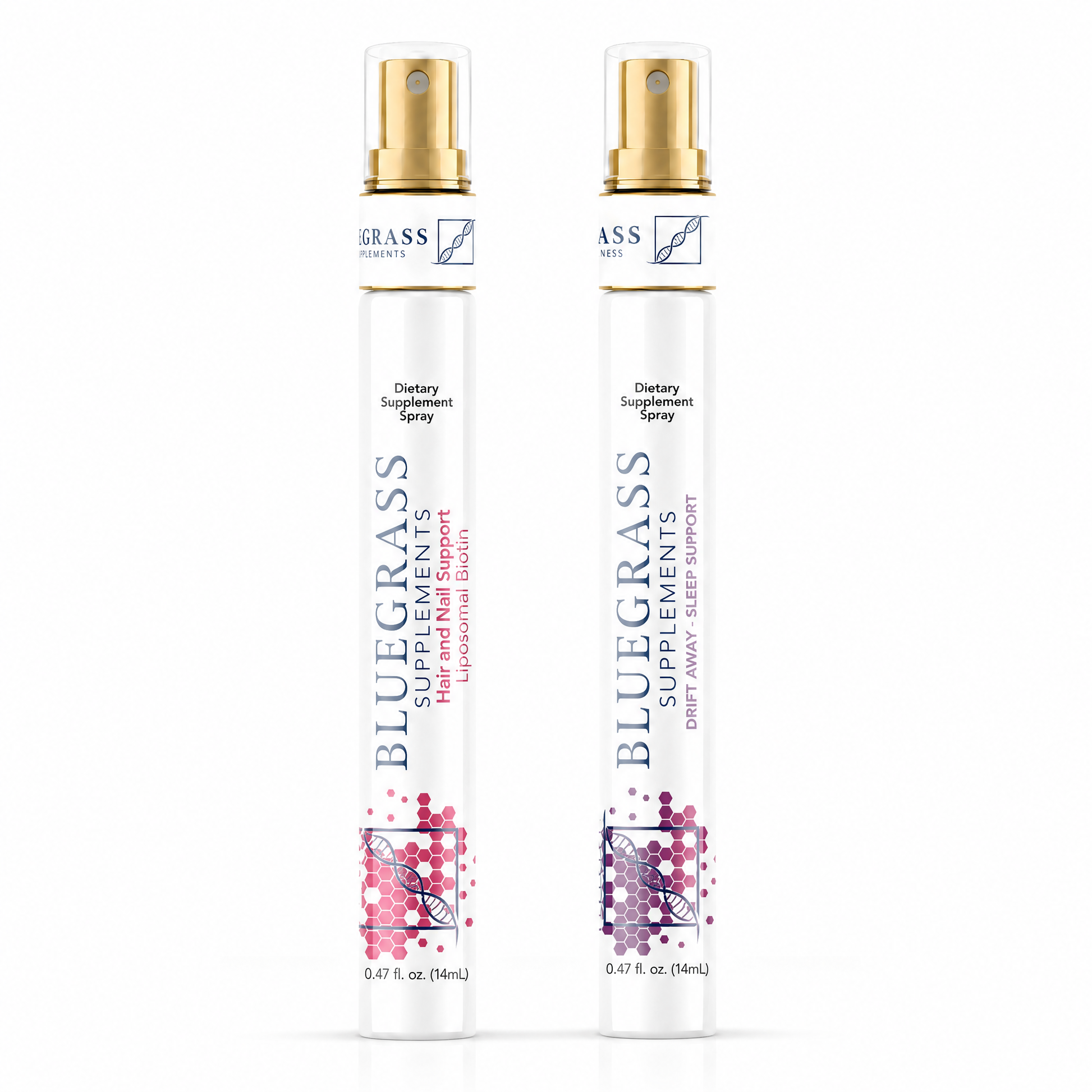 Two Bluegrass Supplements spray bottles on a white background