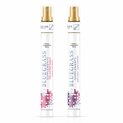 Two Bluegrass Supplements spray bottles on a white background
