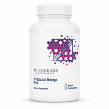 Bluegrass Supplements Precision Omega Pro dietary supplement bottle on a white background
