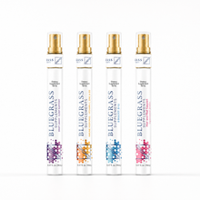Four Bluegrass Supplements spray bottles on a white background