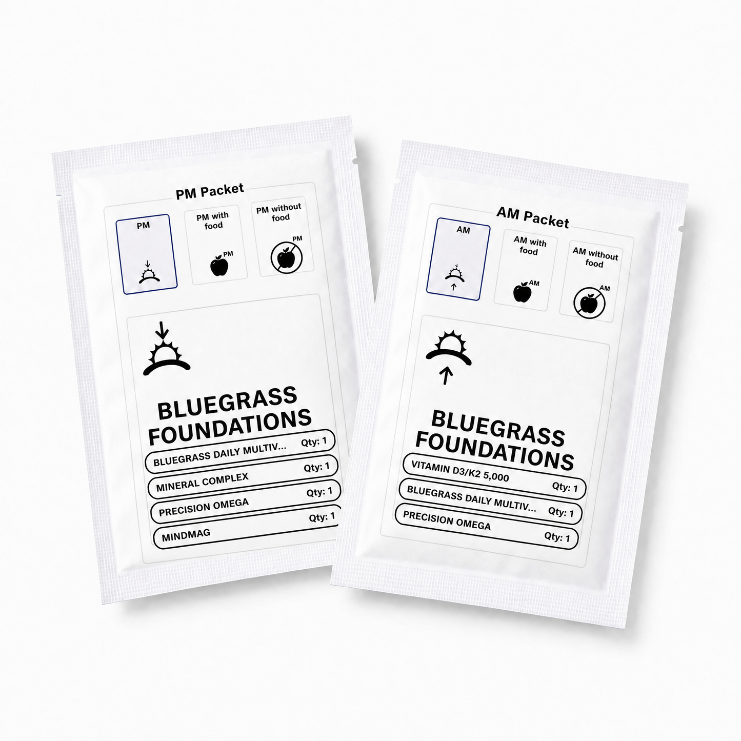 Two packets of Bluegrass Foundations on a white background