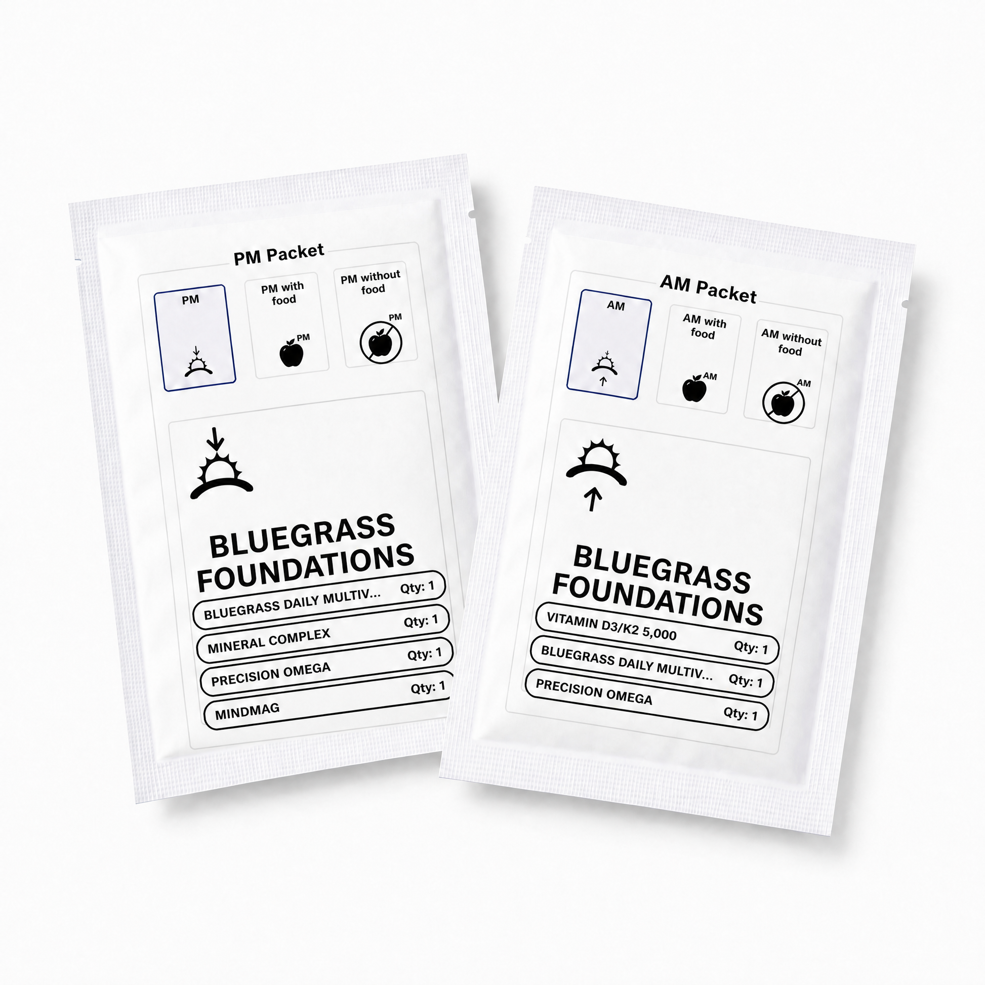 Two packets of Bluegrass Foundations on a white background