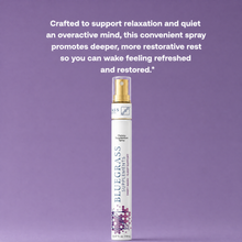 Bluegrass Supplements spray bottle on a purple background with text about relaxation and rest.