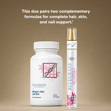 Two Bluegrass Supplements products on a beige background