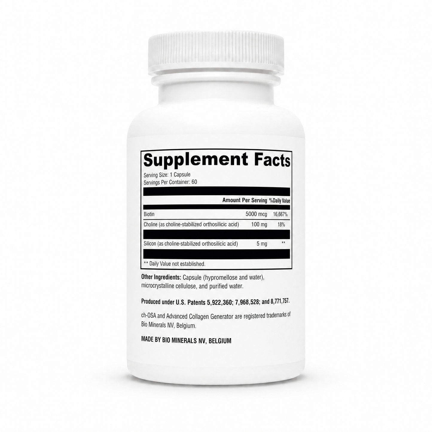 Supplement bottle with 'Supplement Facts' label on a white background