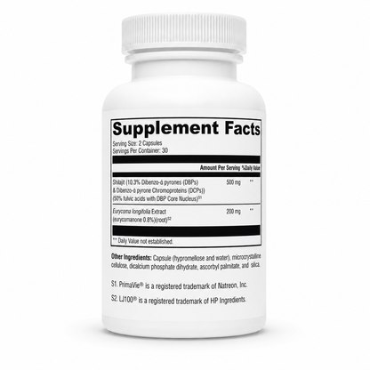 Supplement bottle with label on a white background