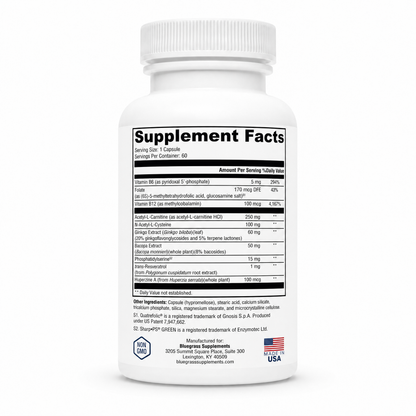 Supplement bottle with label on a white background