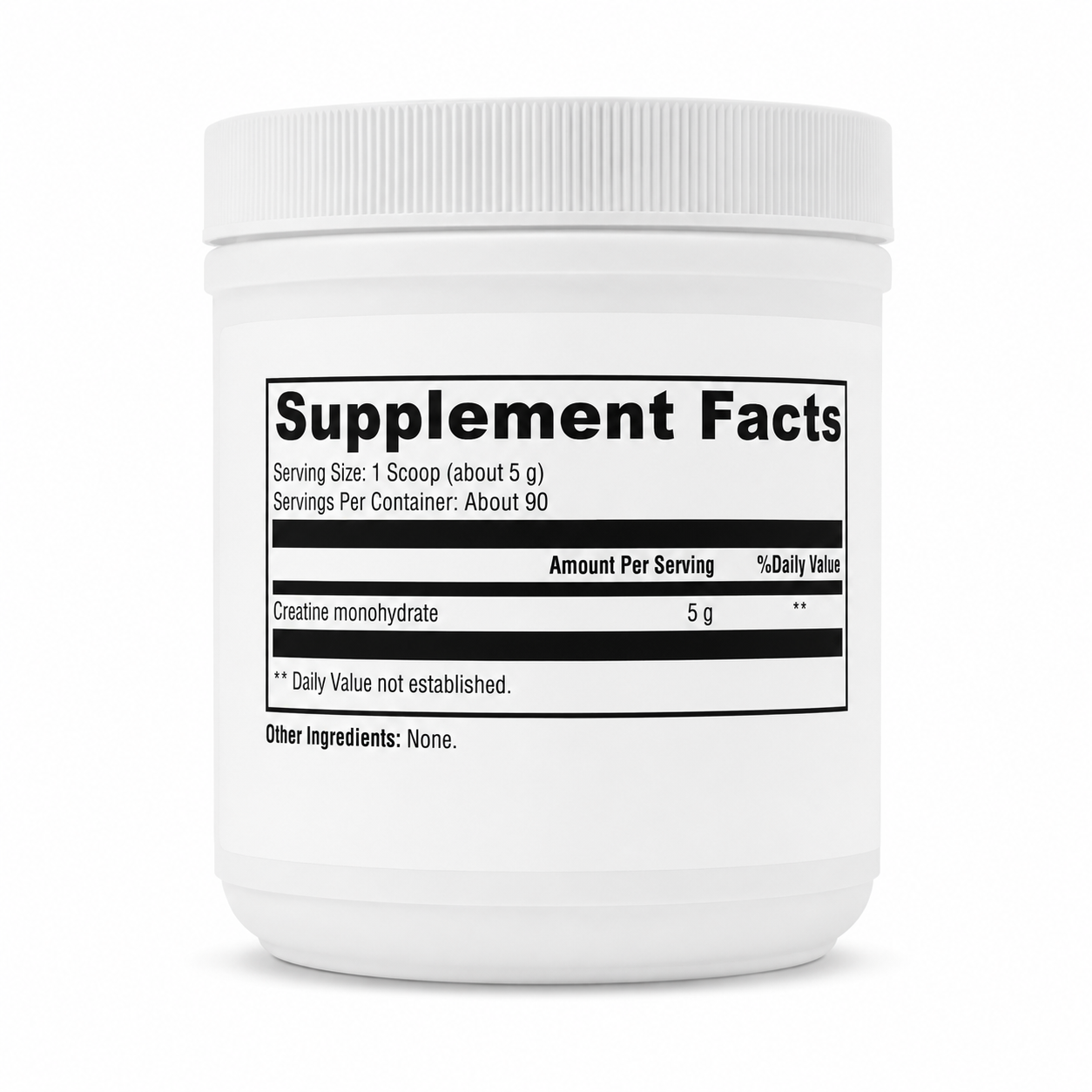 White supplement container with 'Supplement Facts' label on a white background