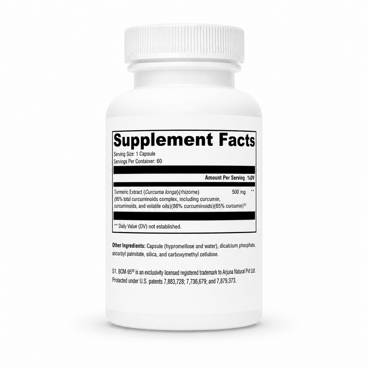 Back label of Bluegrass Supplements Curcumin Max bottle showing Supplement Facts and ingredient information