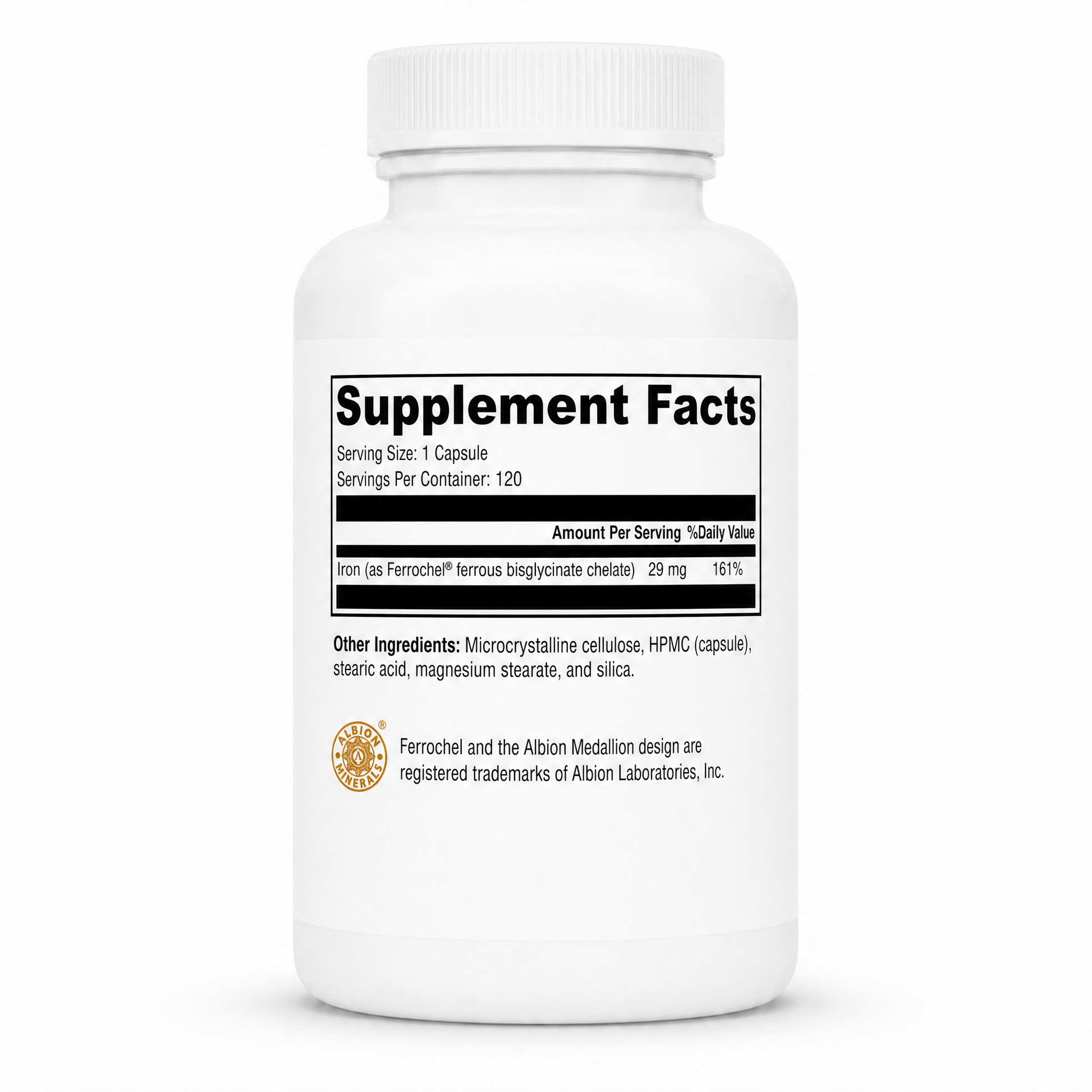 Supplement bottle with 'Supplement Facts' label on a white background