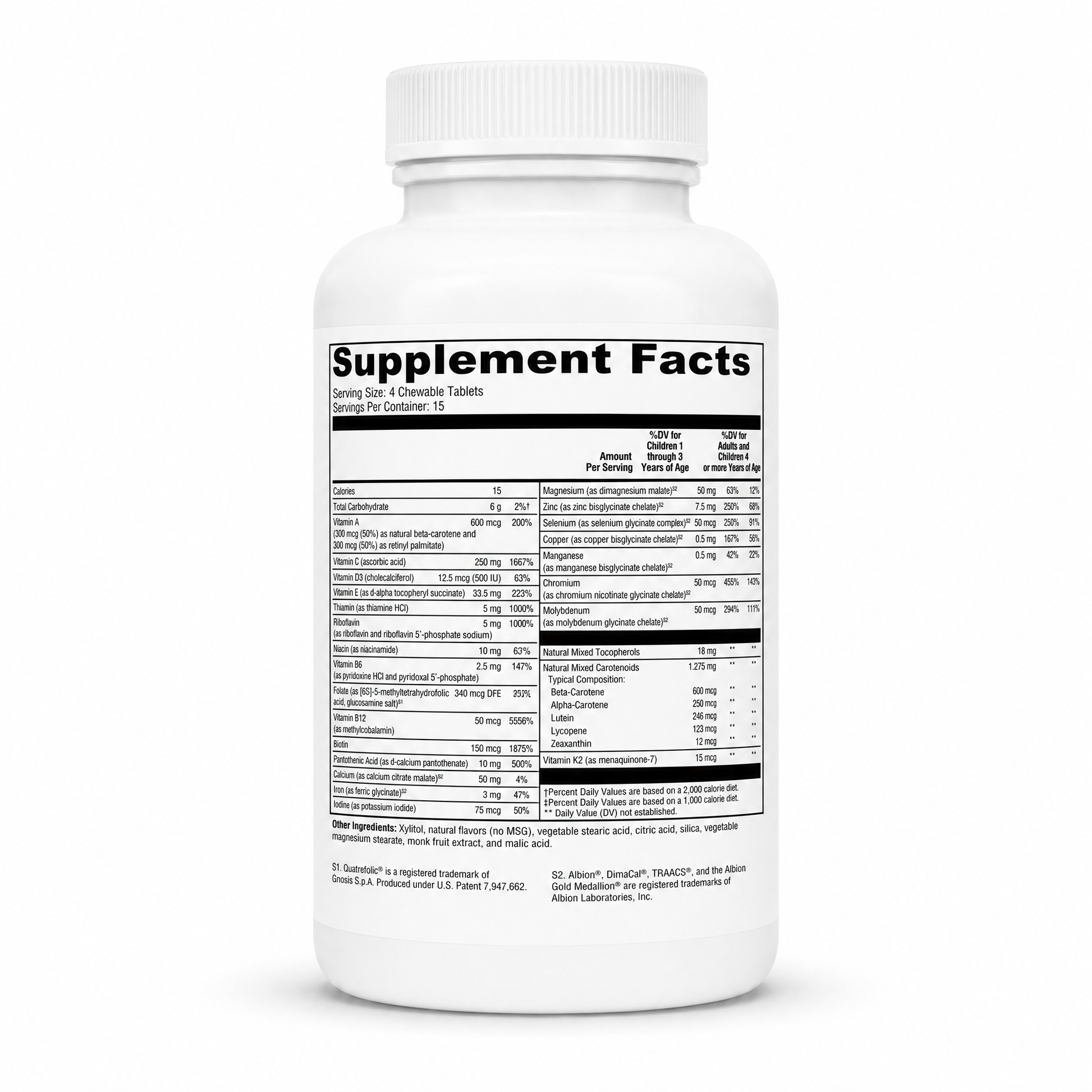 Supplement bottle with label on a white background