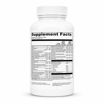 Supplement bottle with label on a white background