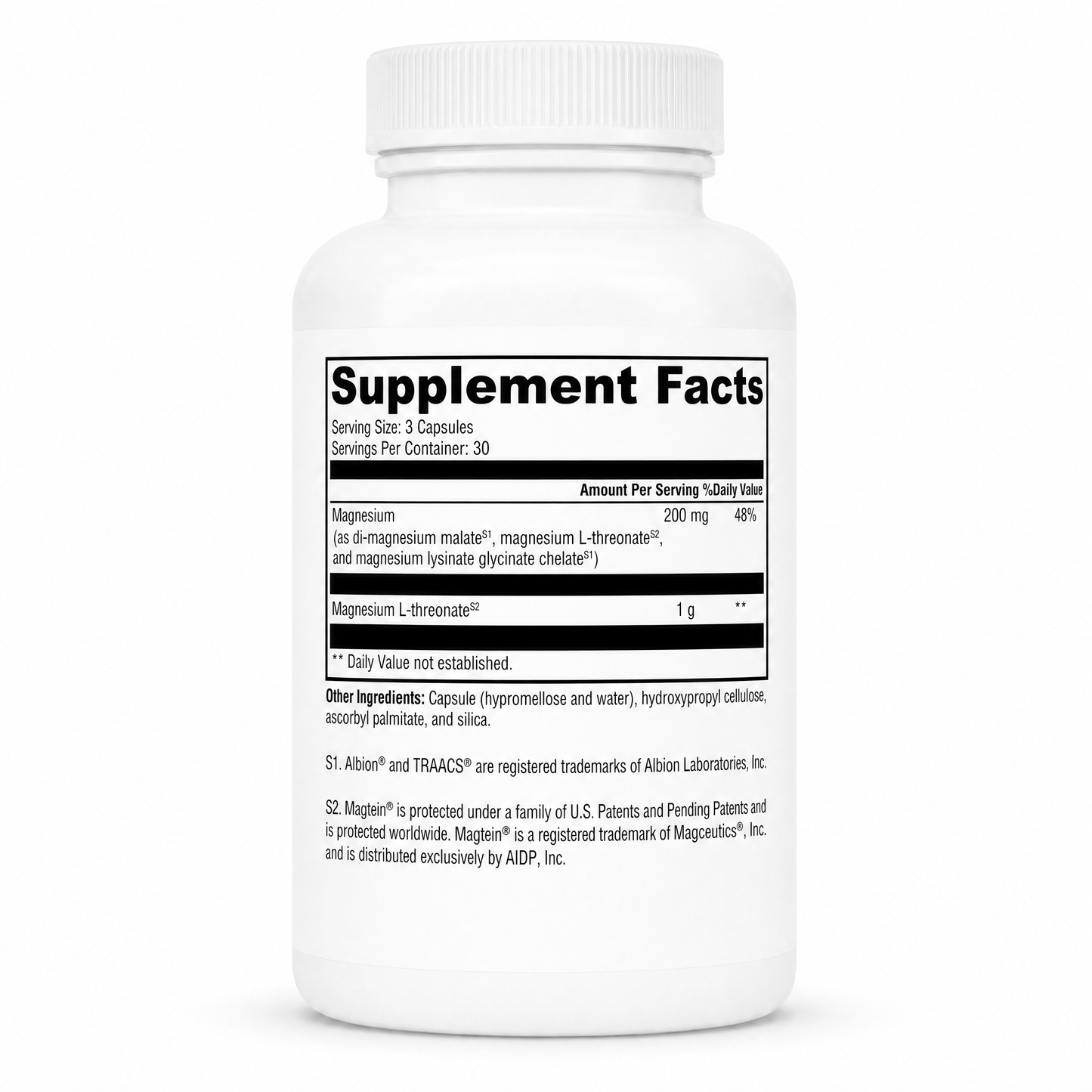 Supplement bottle with 'Supplement Facts' label on a white background