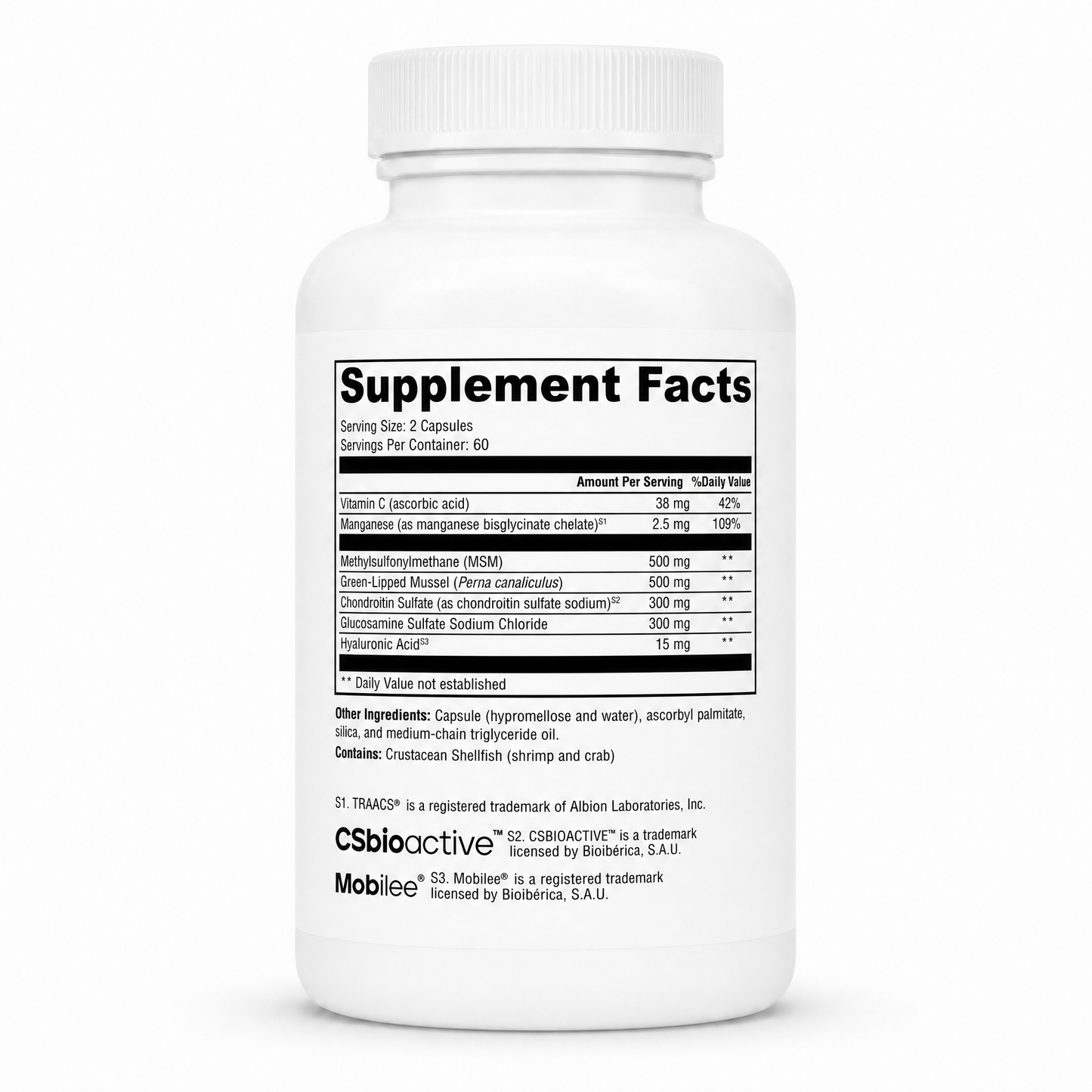 Supplement bottle with 'Supplement Facts' label on a white background