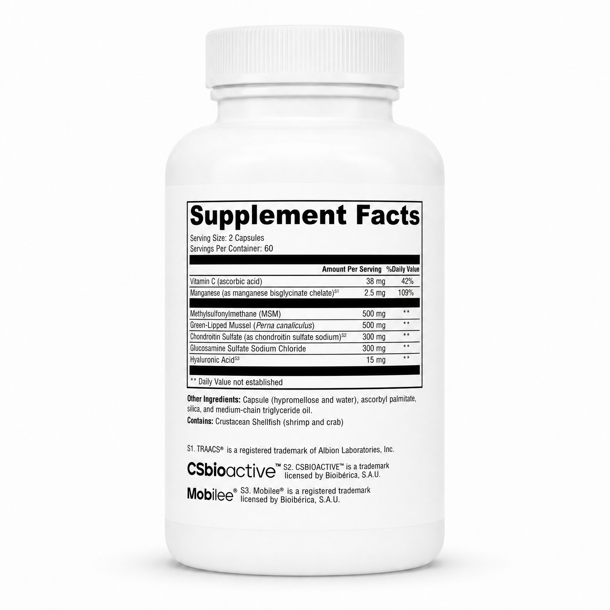 Supplement bottle with 'Supplement Facts' label on a white background
