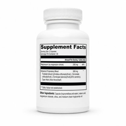 Supplement bottle with label on a white background