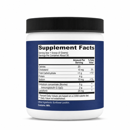 Supplement container with a label displaying 'Supplement Facts' on a white background