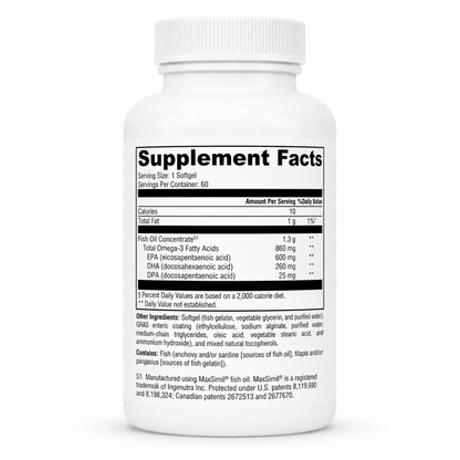 Supplement bottle with 'Supplement Facts' label on a white background