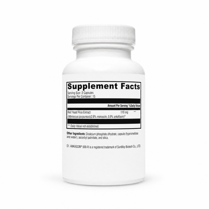 Supplement bottle with label on a white background
