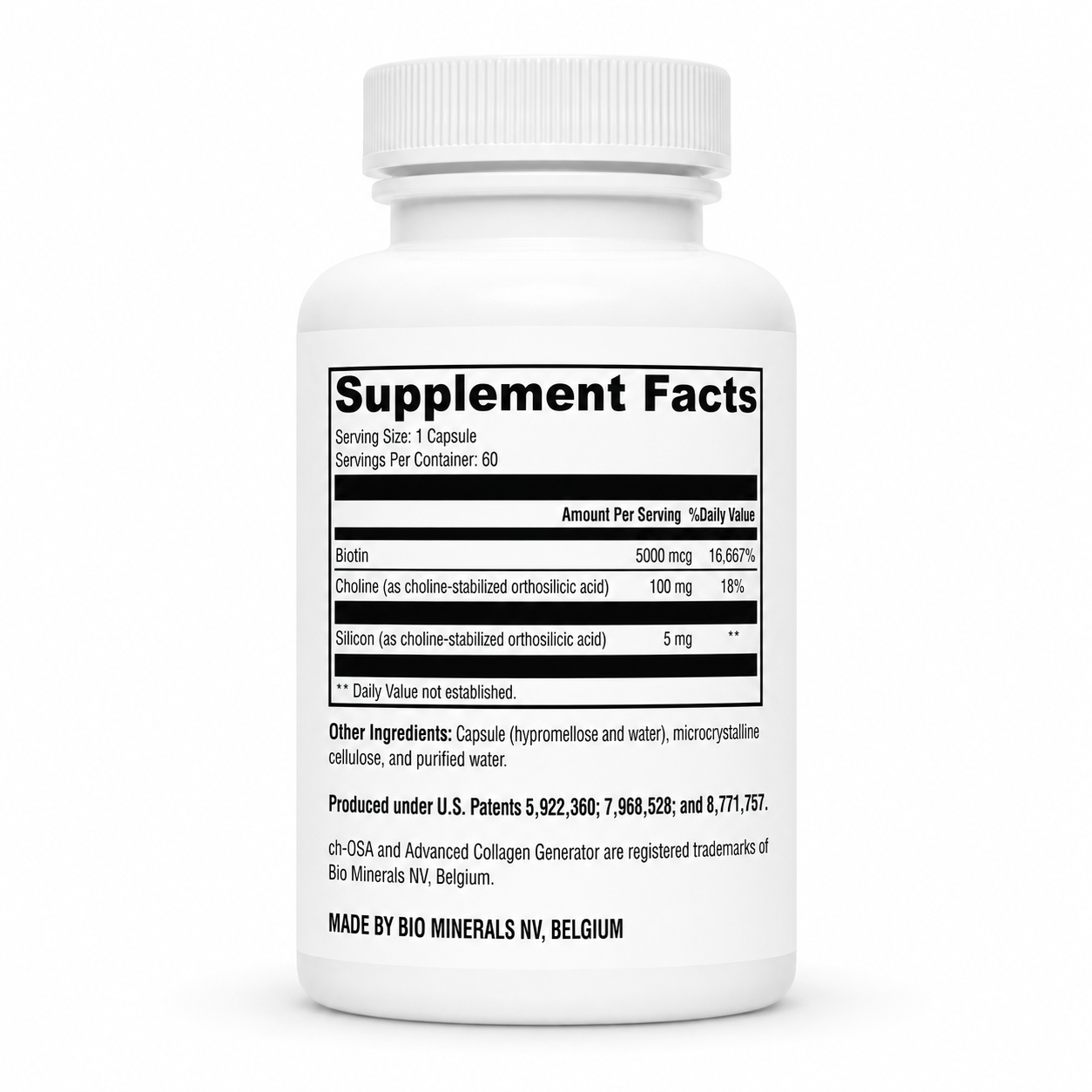 Supplement bottle with label on a white background