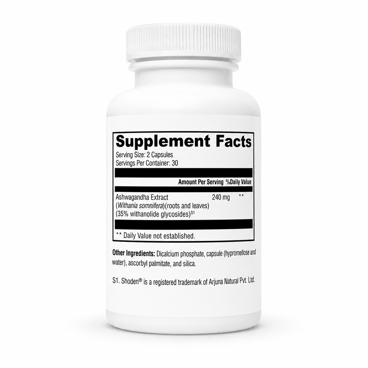 Supplement bottle with 'Supplement Facts' label on a white background