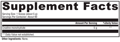 Supplement facts label with serving size, servings per container, and ingredient details.