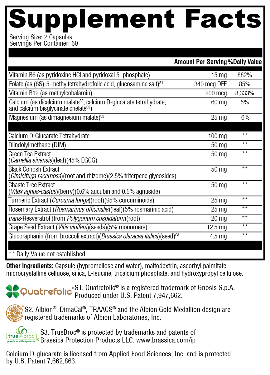 Supplement facts label with detailed nutritional information on a black background