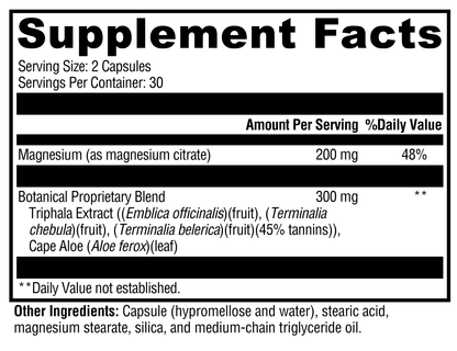 Supplement facts label with black text on a white background