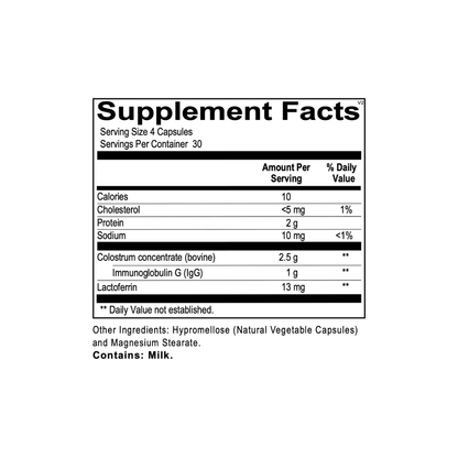 Supplement facts label on a white background