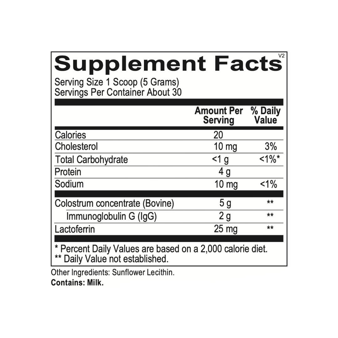 Supplement facts label for a product with listed nutritional values and ingredients.