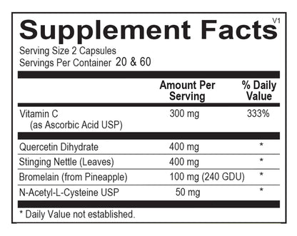 Supplement facts label with various vitamins and minerals listed on a white background