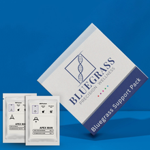 Bluegrass Precision Wellness product packaging on a blue background