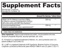 White background supplement facts label with black text listing nutritional information and ingredients.