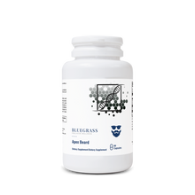 A bottle of Apex Beard supplement by Bluegrass Precision Wellness, designed to promote healthy beard growth with 60 capsules.