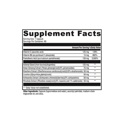 Supplement facts label on a white background. 