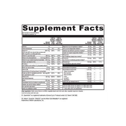 Supplement facts label on a white background. 