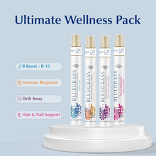 Bluegrass Wellness Pack with four bottles on a white platform against a light blue background