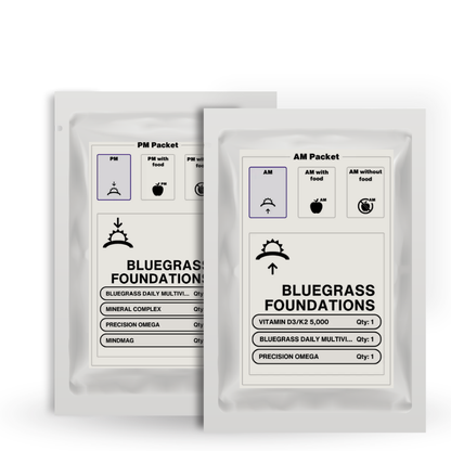 Two packets of Bluegrass Foundations on a white background.