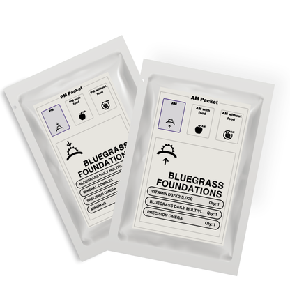 Two packets of Bluegrass Foundations on a white background.