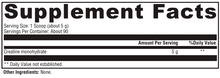 Supplement facts label with serving size, servings per container, and ingredient details.