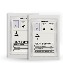 Two GLP1 Support packets on a white background. 