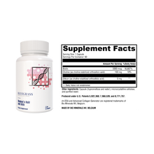Supplement bottle with label on a white background.