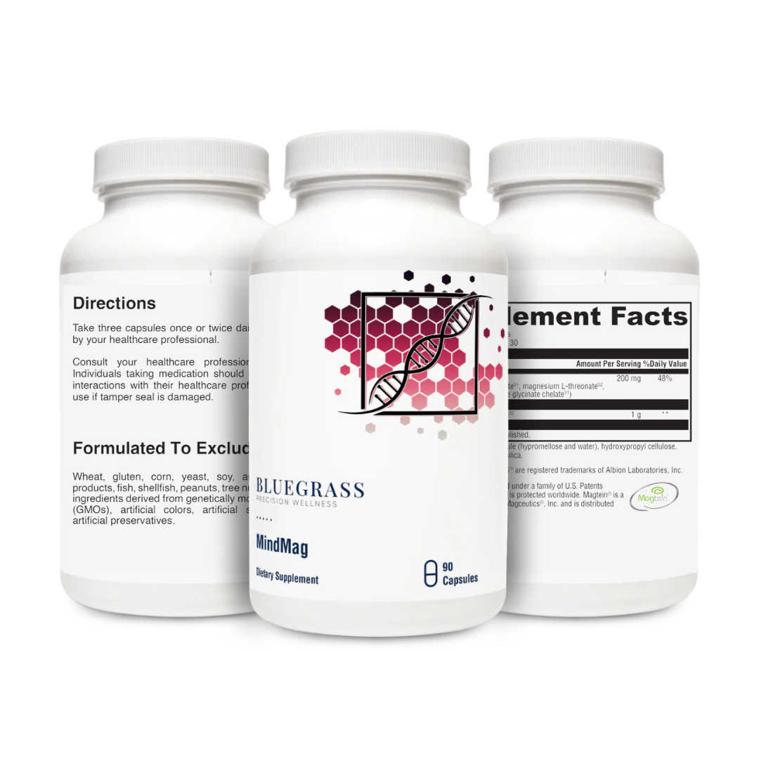 Three dietary supplement bottles with labels on a white background. 